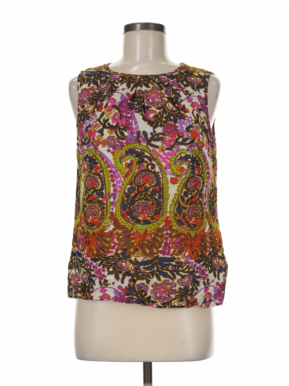 Talbots Petites 4P Colorful Paisley Floral Sleeveless Cotton Top 100% Cotton